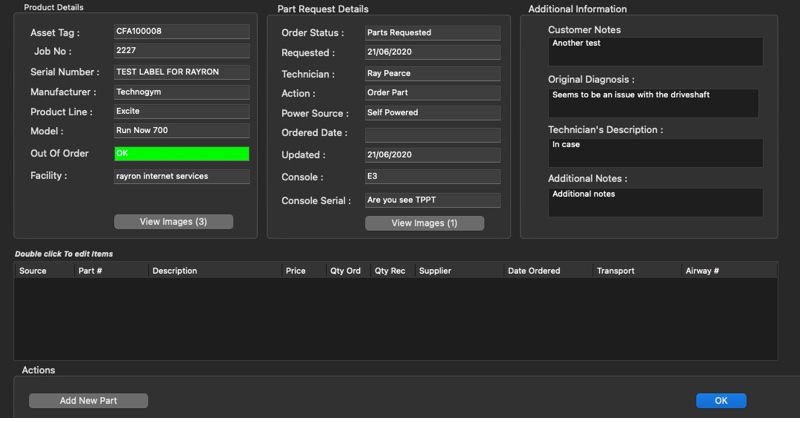 RAMMS 7 repair details screen